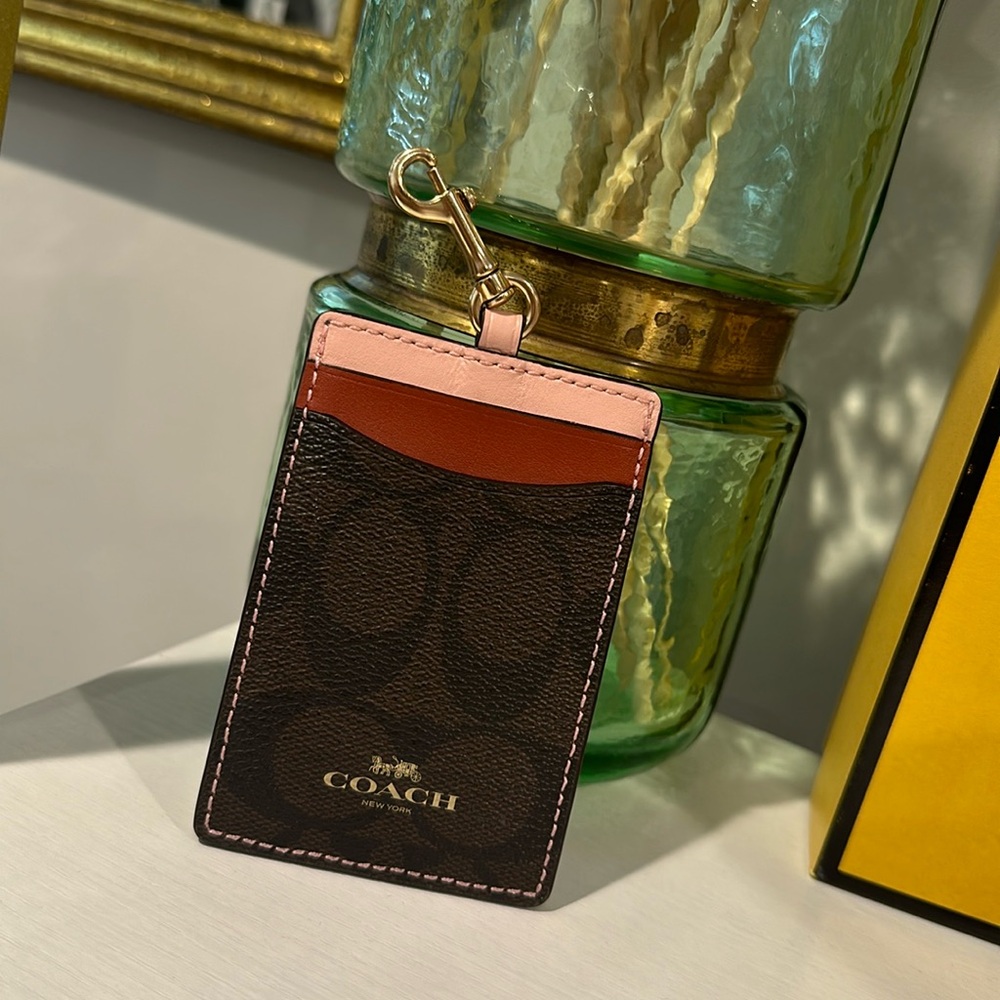 Coach Brown and Pink Card Holder